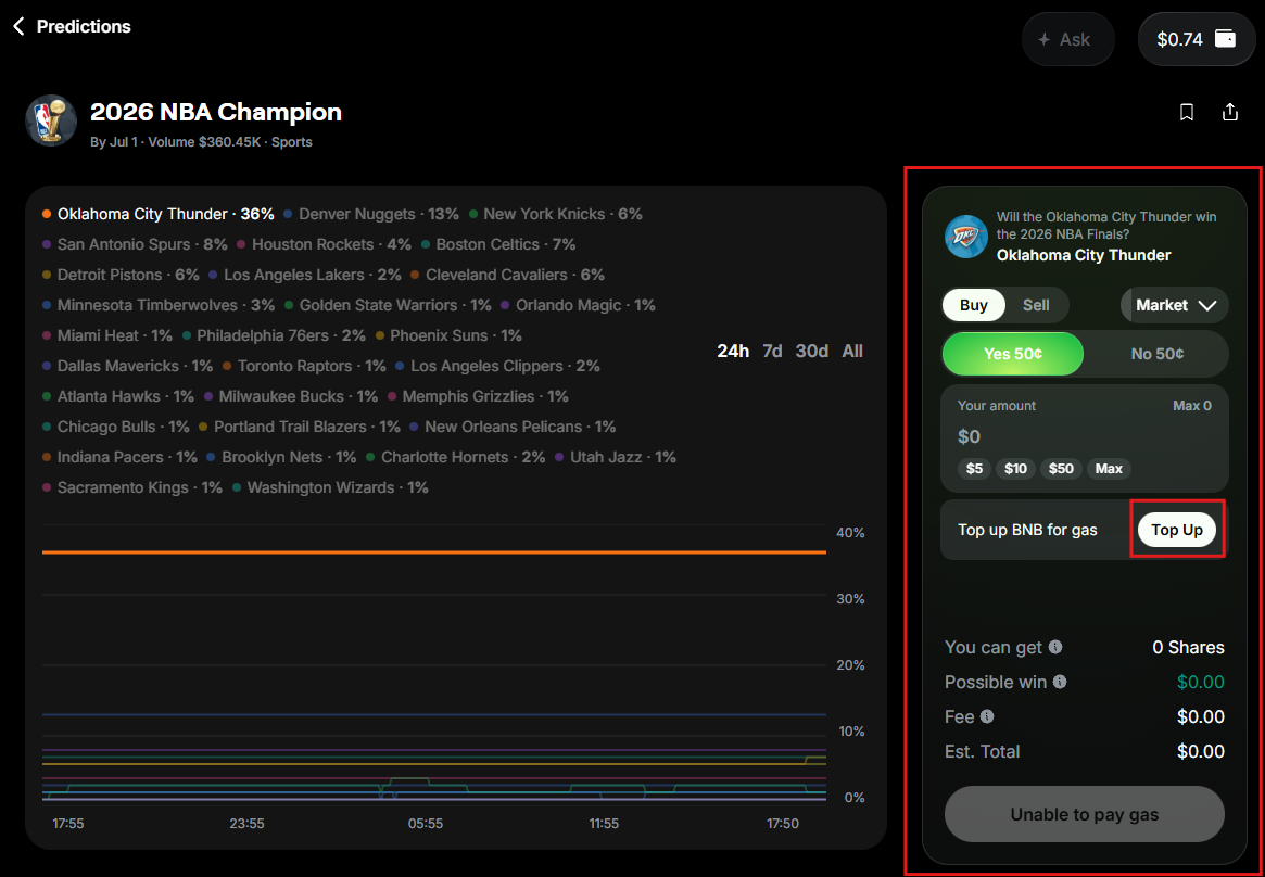 Place a prediction order in Warden